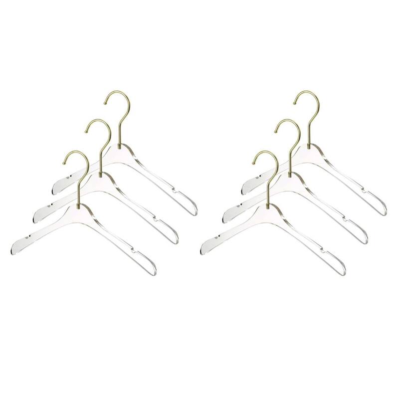 YBM Home Quality Acrylic Clear Hangers - Baby - Gold - 6 Pack