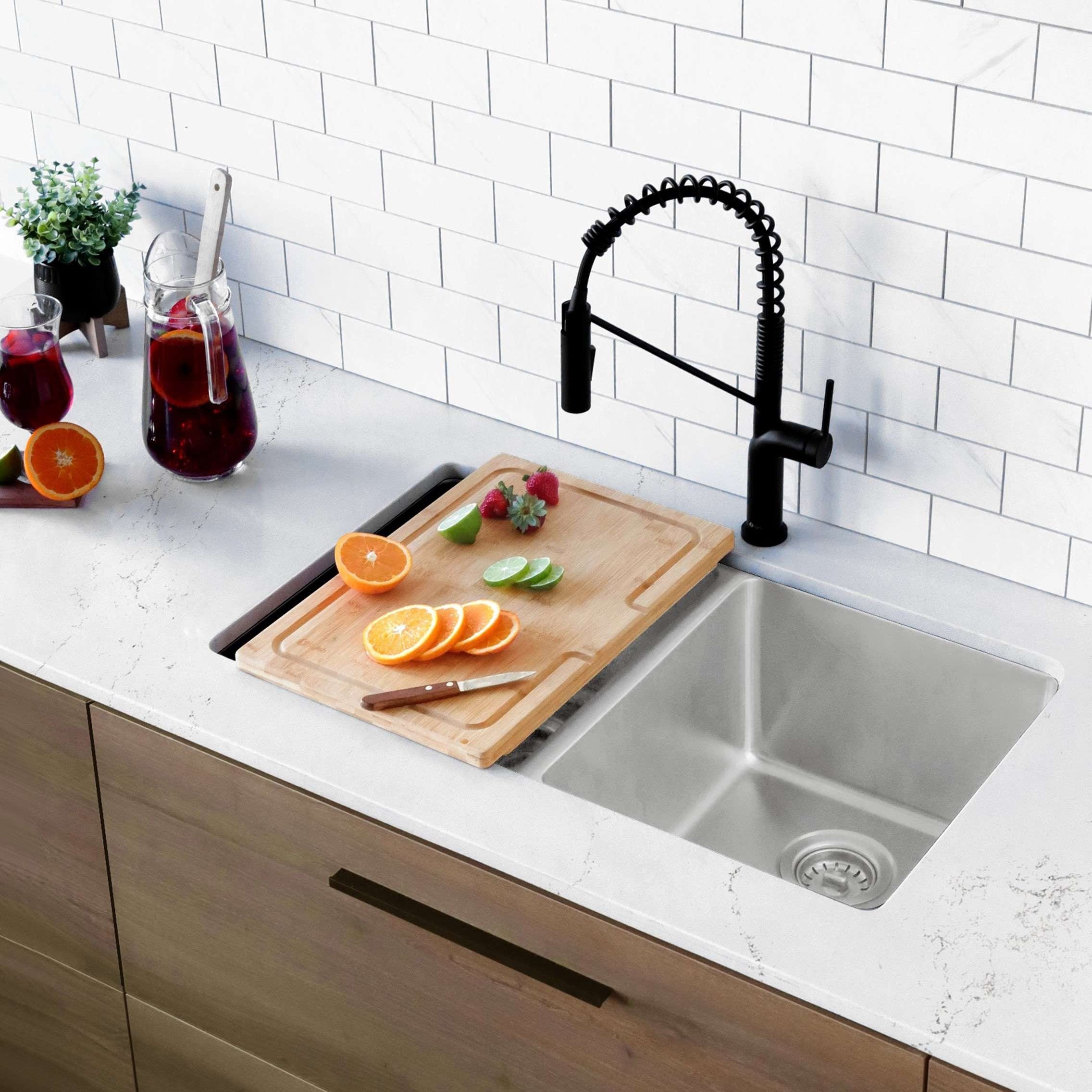 STYLISH 18 inch Over the Sink Bamboo Cutting Board A-904 - 18" x 12" x 1"
