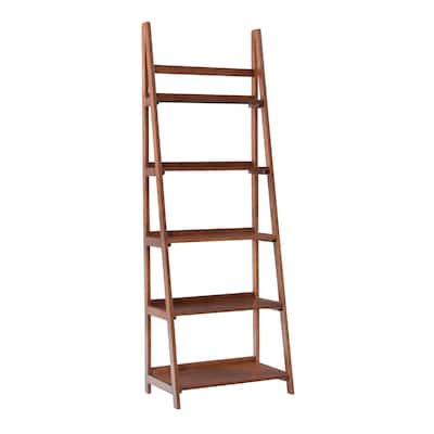Mid-Century 5 Tier Shelf Bookcase - 72" - Brown