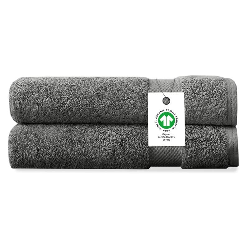 Delara Organic Cotton Luxuriously Plush Hand Towel Pack of 2 | GOTS & OEKO-TEX Certified | 650 GSM Long Staple