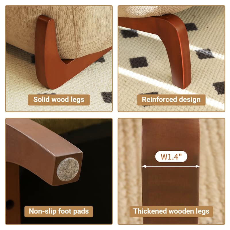 Cute Accent Chair with Solid Wood Legs, Velvet Living Room Chair with Soft Cushion, Cozy Bedroom Chair