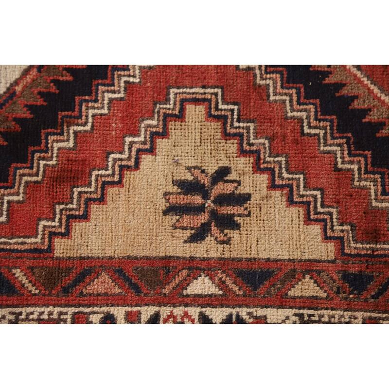 Ardebil Persian Vintage Runner Rug Hand-knotted Wool Carpet - 3'7"x 10'3"