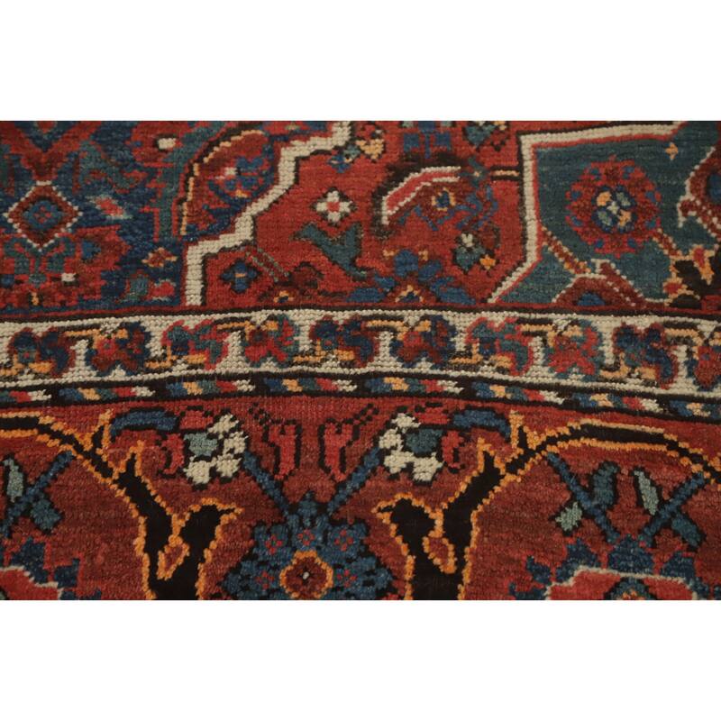 Hand Knotted Oriental 100% Wool Carpet Traditional Floral Navy Blue & Blues Qashqai Area Rug - 10' 2'' X 7' 6''