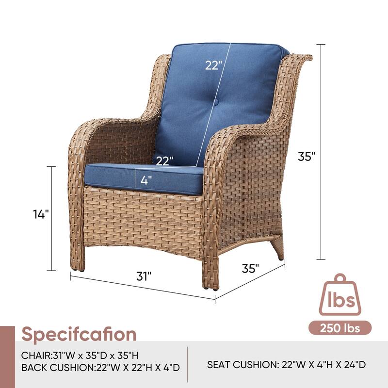Gymojoy Patio Club Chair All-Weather Rattan Chair
