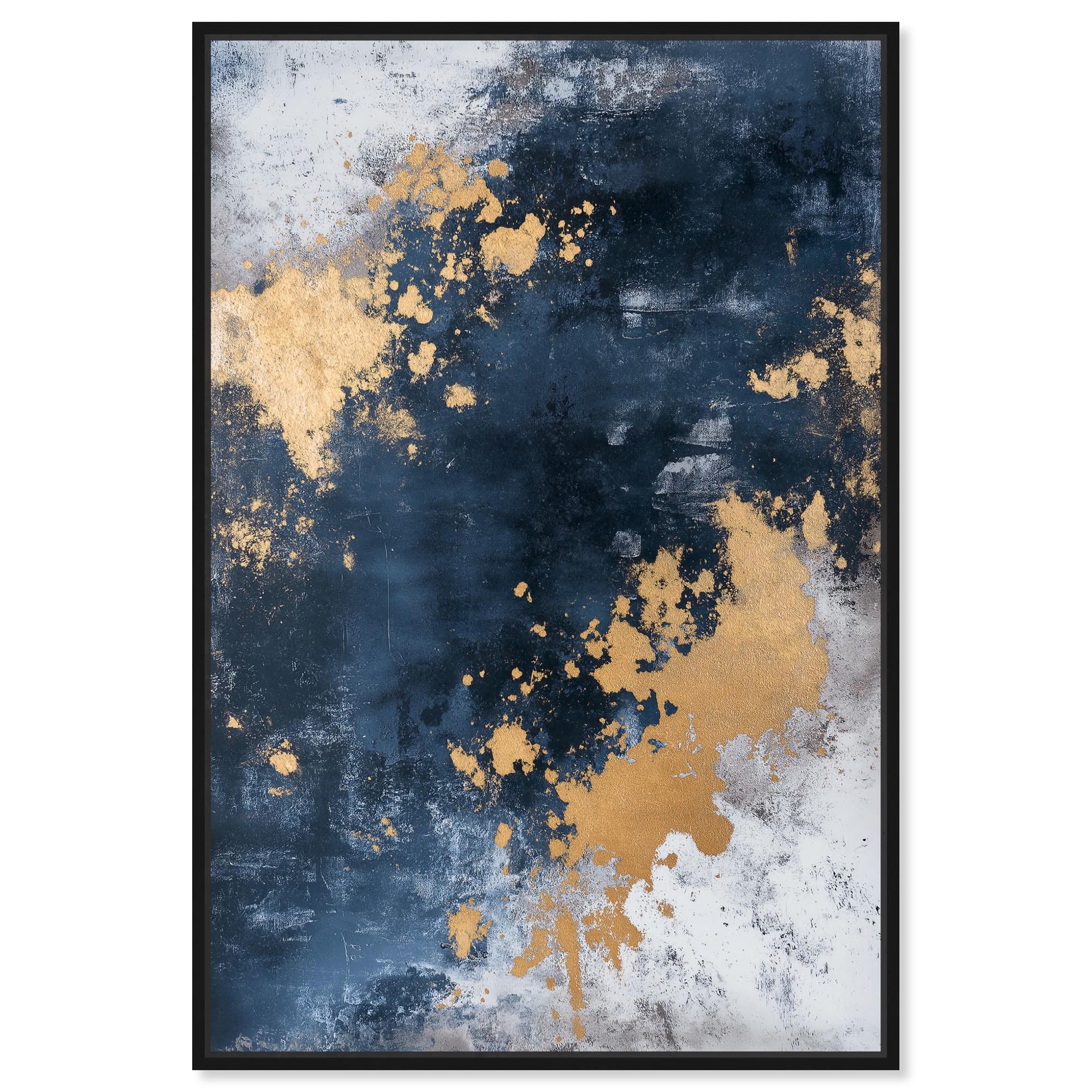 Golden Forest Glow Canvas Blue Abstract Art by Art Remedy