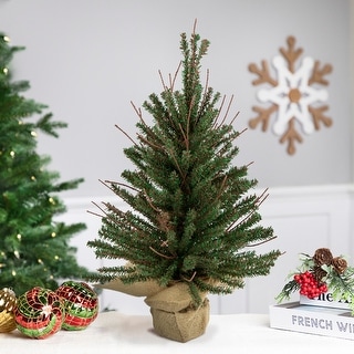 Medium Warsaw Twig Artificial Christmas Tree with Burlap Base - 18" - Unlit - 1.5 Foot