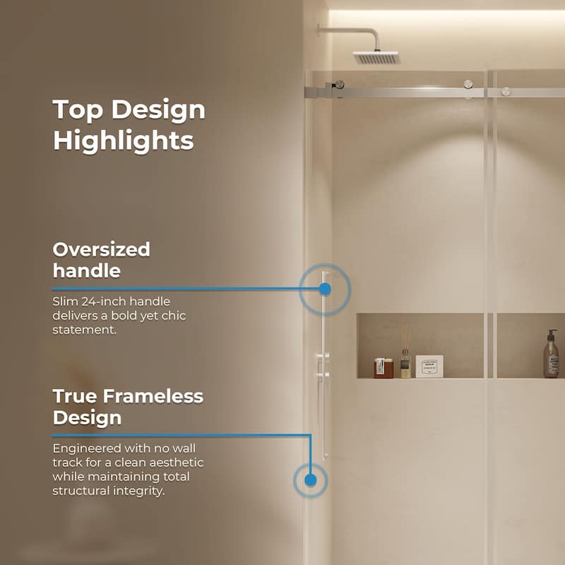 Selby Frameless Sliding Clear Alcove Shower Door