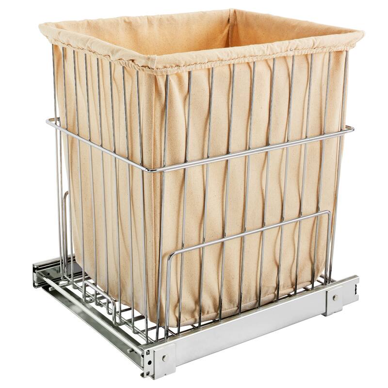 Rev-A-Shelf 20'' Pullout Wire Basket Clothes Hamper, Chrome, HRV-1520 S CR - 1 Pack - Grey
