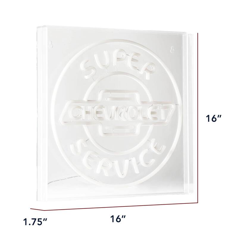 Licensed Chevrolet Super Service Acrylic LED Wall Decor Sign - 16" x 16" - 16" x 16"