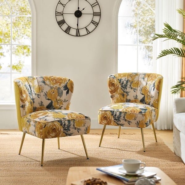 Almira Contemporary Upholstered Armless Side Chair with Tufted