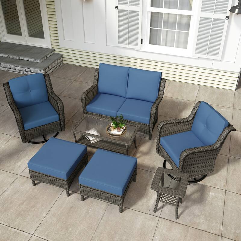 Outdoor 8-Piece Rattan Wicker Patio Furniture Sectional Sofa Set