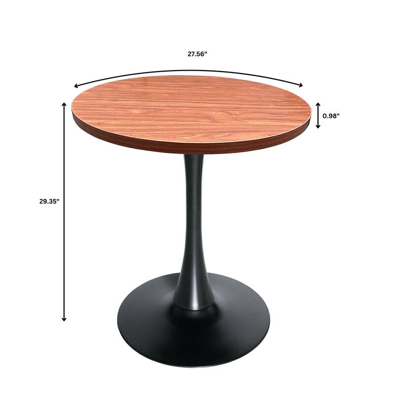 Bristol 27" Round Dining Table for 4, MDF Tabletop in Sleek Black Pedestal Base for Kitchen & Dining Room - 27.56"