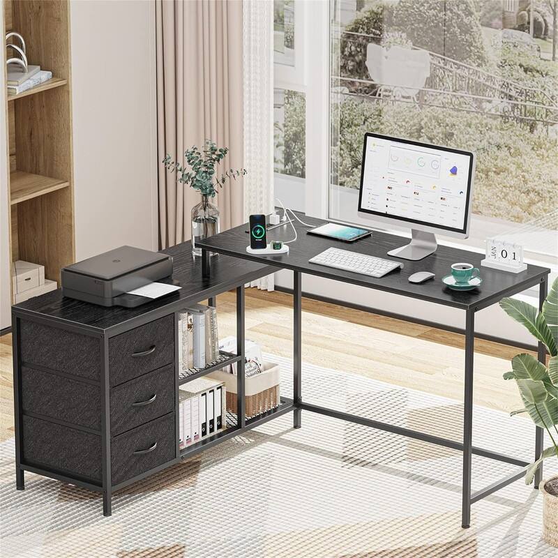 L Shaped Desk with Power Outlets