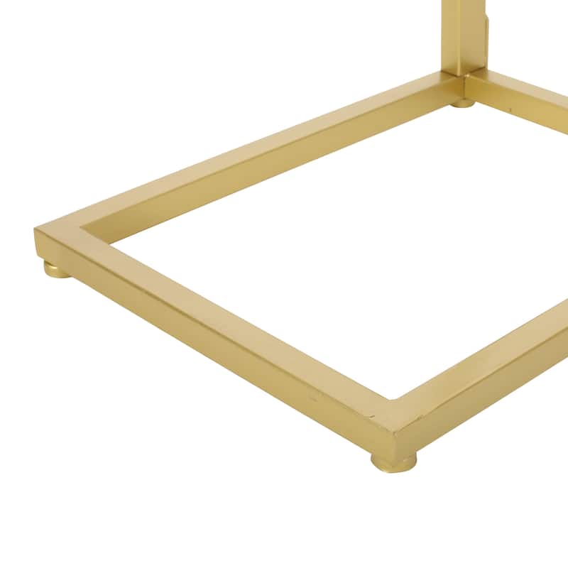 Bagan Modern Glam Glass Top C-Shaped Side Table by Christopher Knight Home - 11.50" L x 15.00" W x 26.00" H