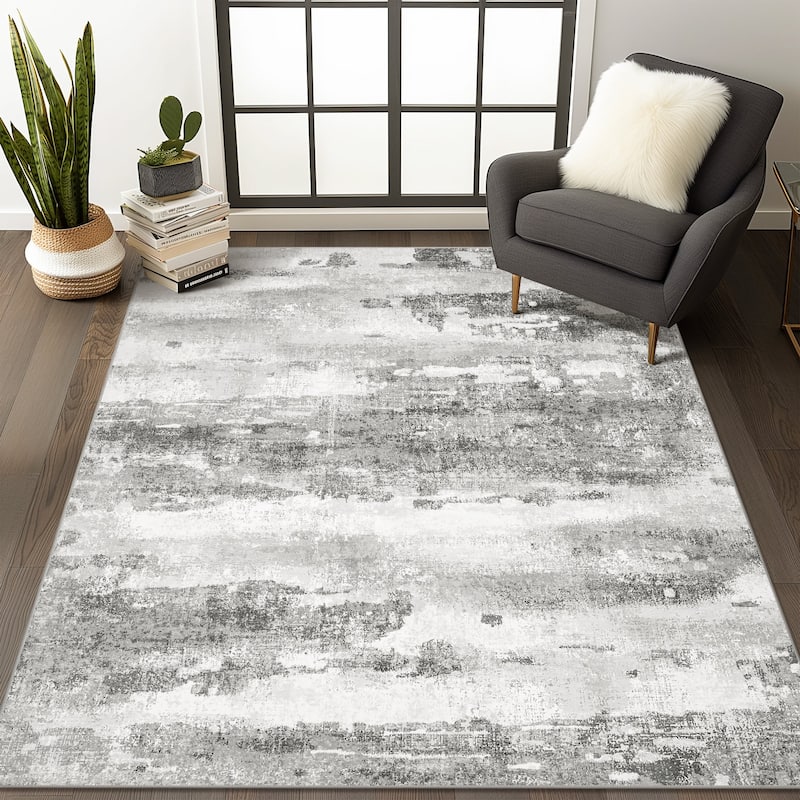 Mcow EverEase Collection Low Pile Machine Washable Non-Slip Area Rug - 2'X10' - Grey - Rectangle
