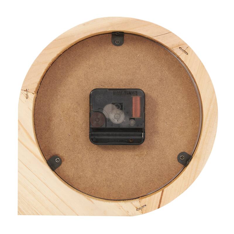 Light Brown Wood Round Abstract Decorative Clock