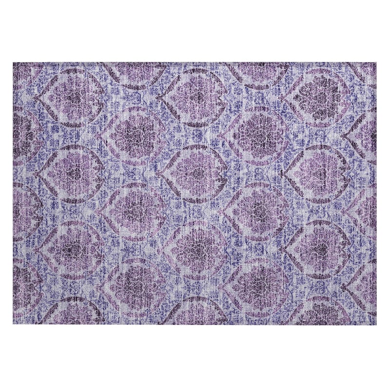 Machine Washable Indoor/ Outdoor Chantille Traditional Damask Rug