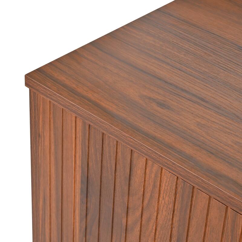 Sideboard Buffet Cabinet with Geometric Carved Doors, Storage Cabinet with Metal Legs, Multi-Functional Food Pantry Cabinet