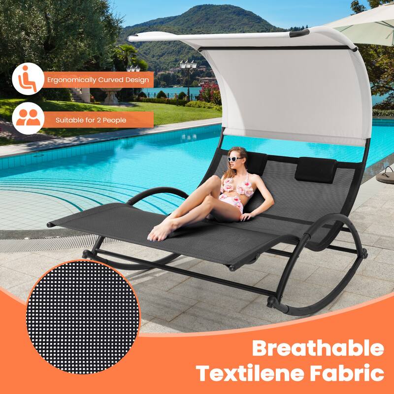 Outdoor Patio Double Chaise Lounge Chair