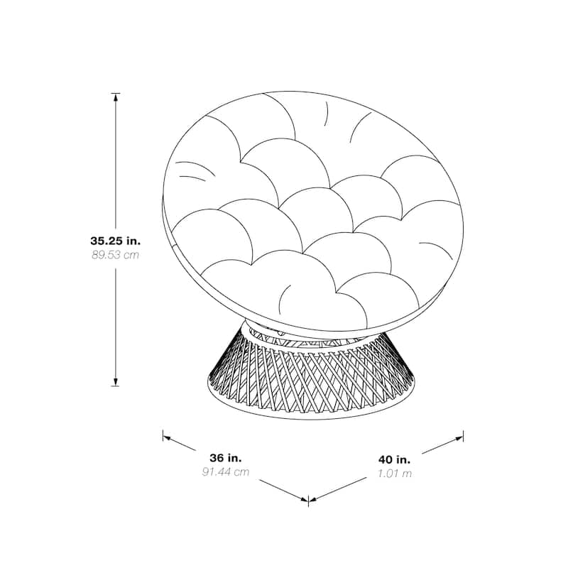 OS Home and Office Furniture Model BF25296CM-GRY Papasan Chair with Grey Round Pillow Cushion and Cream Wicker Weave