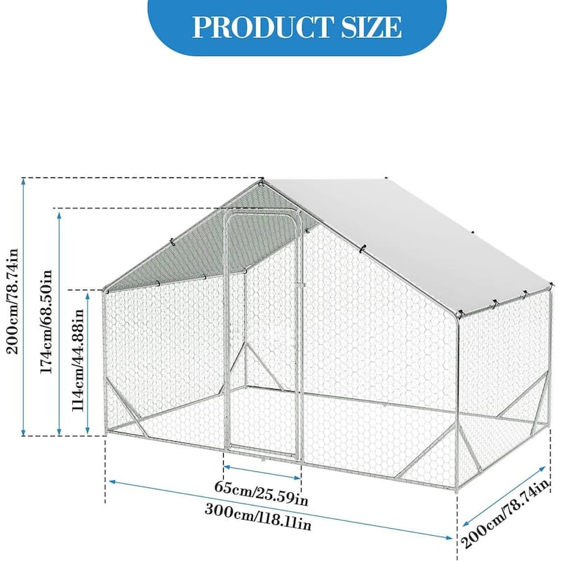 Large Metal Chicken Coop, Walk-in Poultry Hen House, for Chickens, Ducks