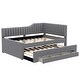 preview thumbnail 33 of 46, Daybed Captain Bed Upholstered Bed with Trundle and 3 Drawers, Elegance Stripe Design L-Shaped Upholstered Daybed Platform Bed