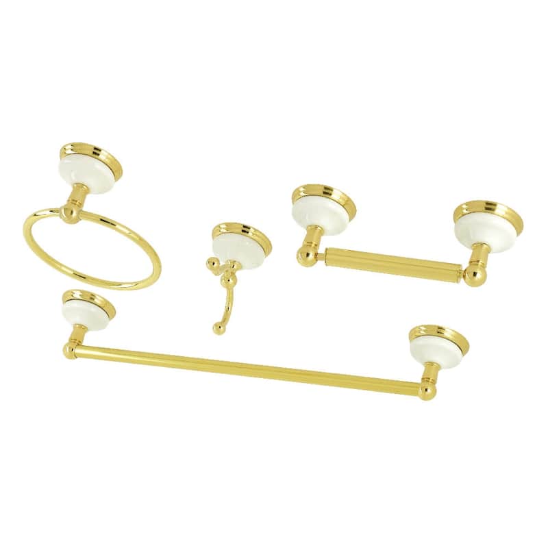 Kingston Brass Victorian 4 Piece Bathroom Package with 18" Towel Bar, - Polished Brass