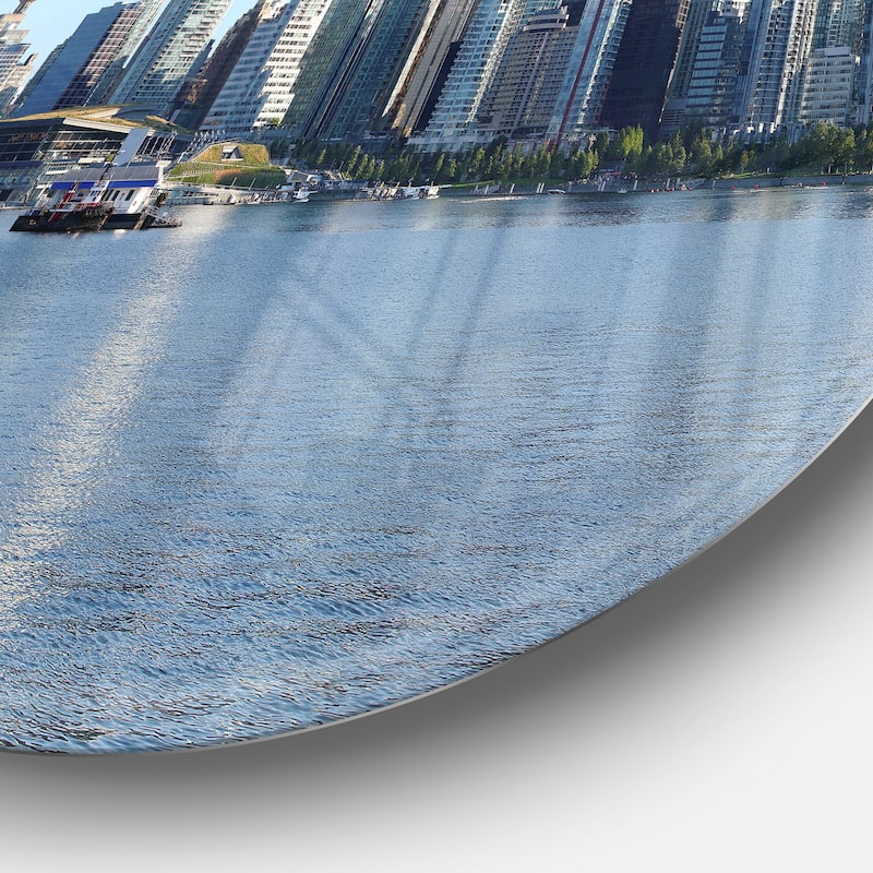 Designart 'Vancouver BC Skyline Panorama' Cityscape Photo Circle Wall Art