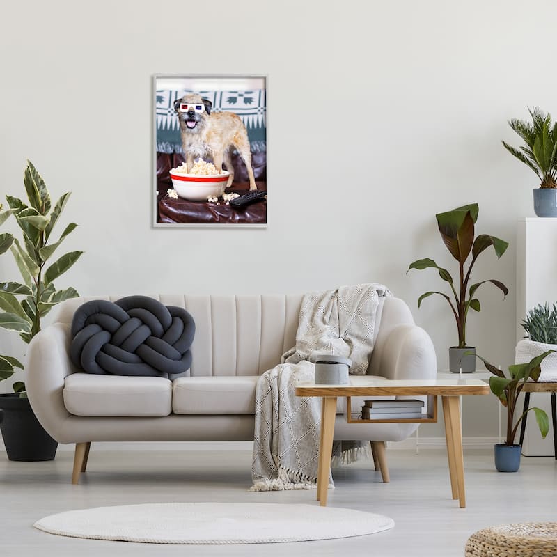 Stupell Dog 3-D Movie Night Couch Snacking Popcorn Framed Wall Art, Design by Michael Quackenbush - Multi