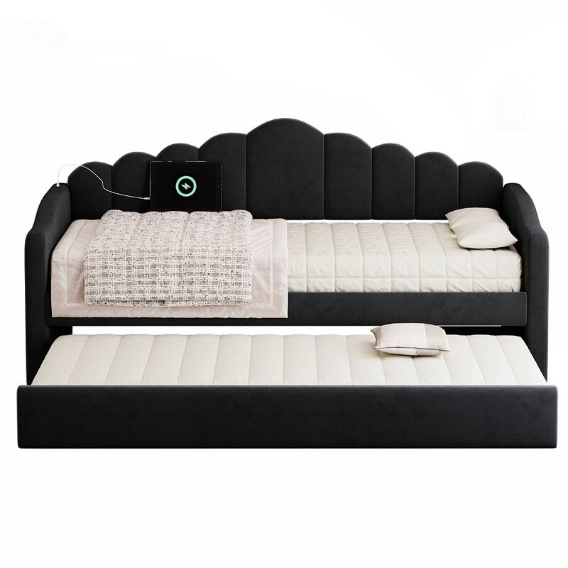 Velvet Sofabed with USB Charging Ports