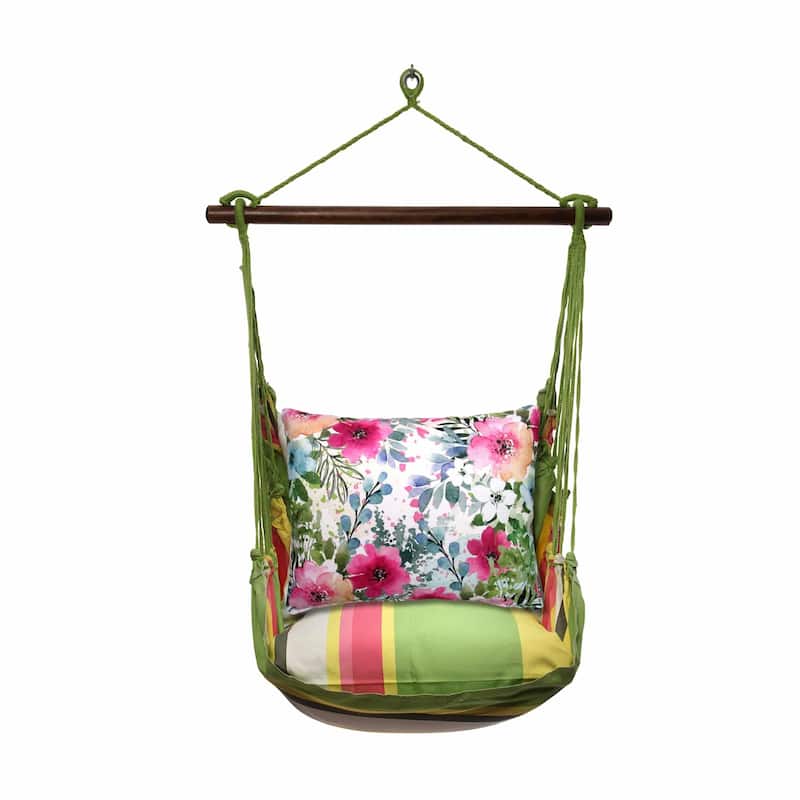 Magnolia Casual Swing Set 4 piece - Fresh Lime Stripe w/ Meadow Dance 1