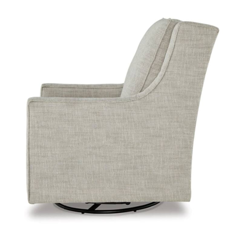 Kria 37 Inch Swivel Accent Armchair, Slope Arms, Gray Polyester Upholstery