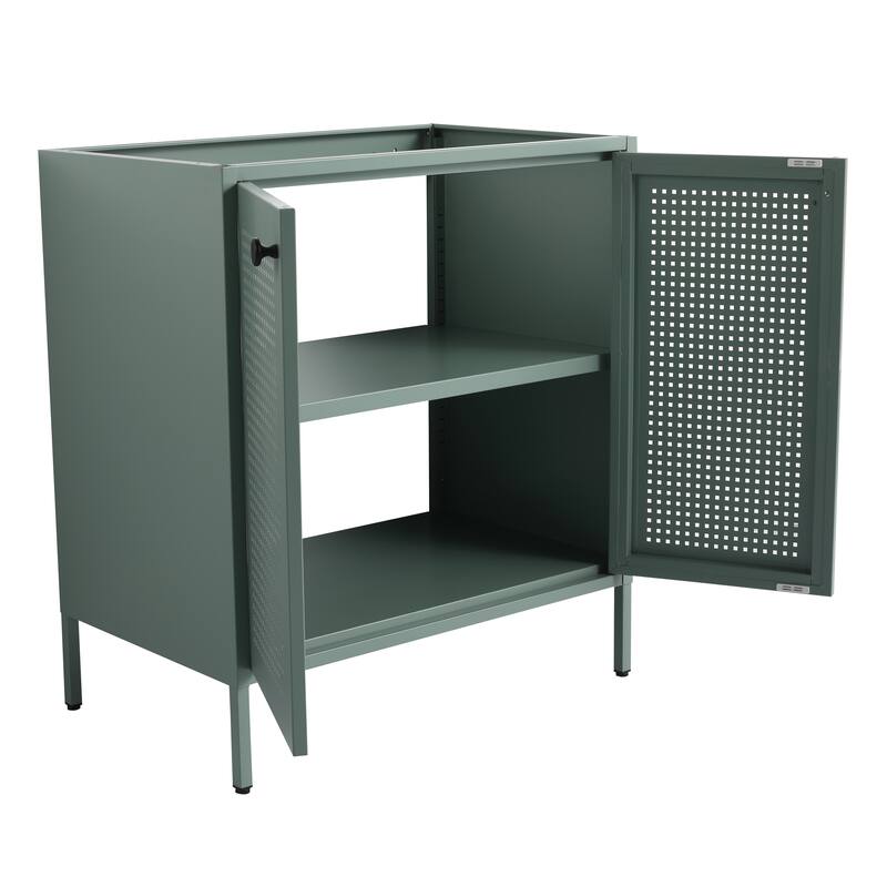 Bathroom Vanity Cabinet with Two Doors, Adjustable Storage Shelves, Cold Rolled Steel Construction (Sink Not Included)