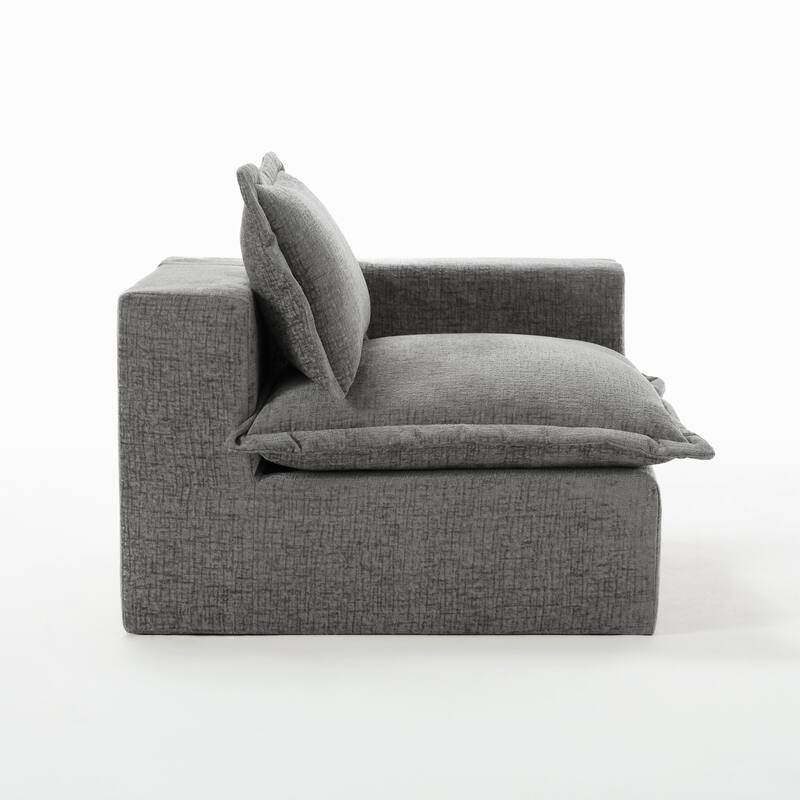 42"W Chenille Upholstered No Assembly Corner Chair