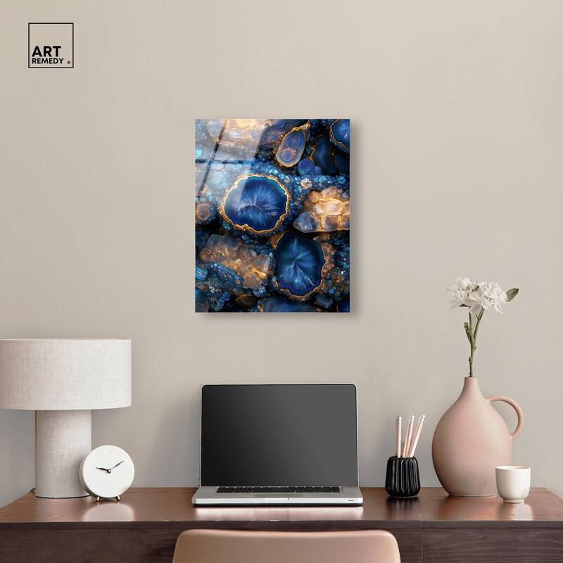 Oceanic Gold Sparkle Acrylic by Art Remedy, Ready to Hang