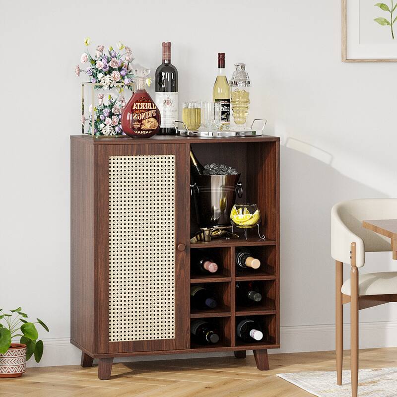 Sideboard Cabinet with Storage, 34 Inch Wine Bar Cabinet with Wine Racks, Buffet Cabinets for Home, Living Room