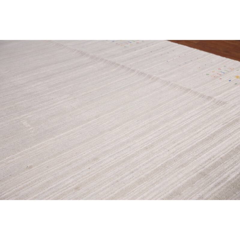 Striped Gabbeh Oriental Area Rug Handmade Silk Carpet - 8'0" x 9'10"