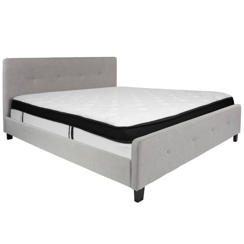 Button Tufted Platform Bed with Memory Foam Pocket Spring Mattress