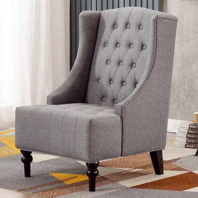 Ryan Diamond Button-Tufted Wingback Accent Chair