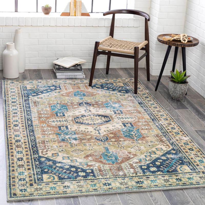 Livabliss Karana Vintage Medallion Printed Area Rug - Olive/Camel - 5' x 7' 6"