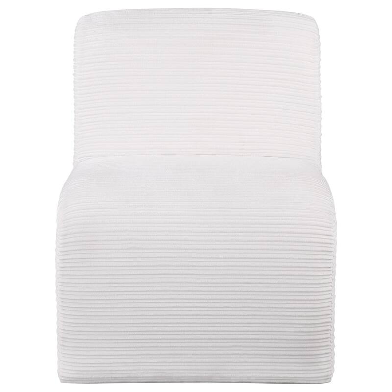 Adira Accent Chair, Modern Curved Armless Body, Ribbed Ivory Fabric