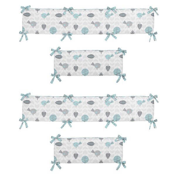 Woodland Bird Collection Boy or Girl Baby Crib Bumper Pad Turquoise