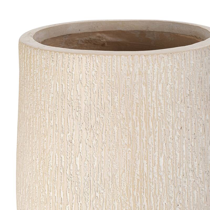 Egg-Shaped Lightweight MGO Outdoor Planter Set of 3,Modern Stone-Look Textured Flower Pots with Drainage Holes and Rubber Plug