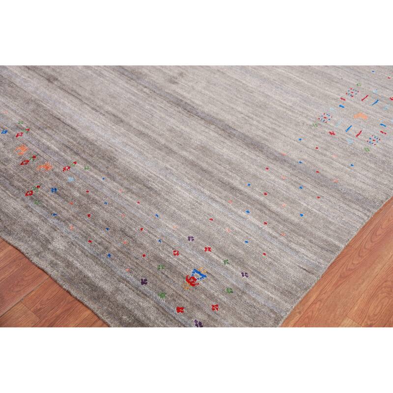 Striped Gabbeh Indian Area Rug Handmade Tribal Wool Carpet - 8'10" x 11'6"