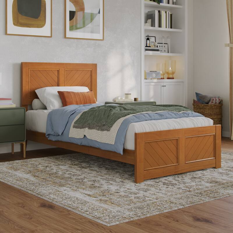 Berkshire Queen Low Profile Platform Bed with Matching Footboard - Light Toffee - Twin XL