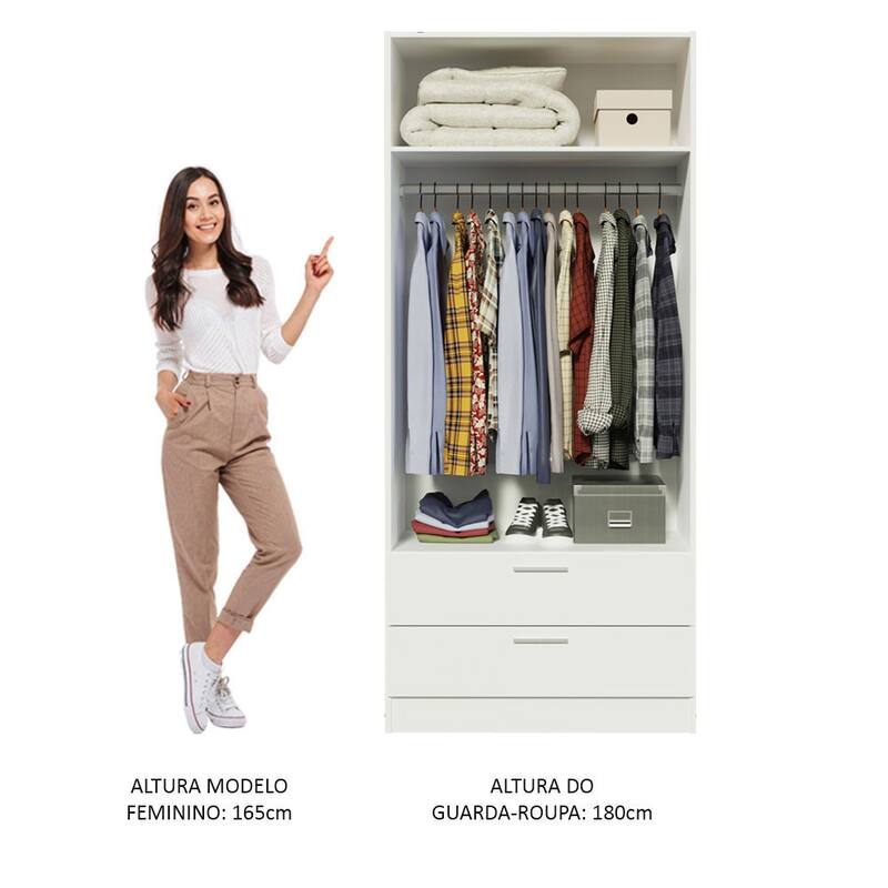 Madesa 2 Door 2 Drawer Wardrobe with Hanging Space 31"L