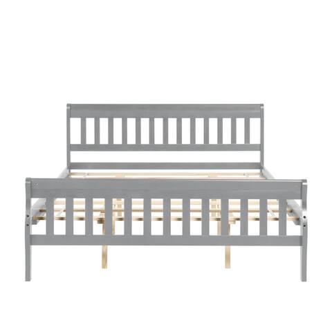Simple and Modern Solid Wood Sleigh Bed Queen Size Platform Bed, Spacious Under-Bed Space