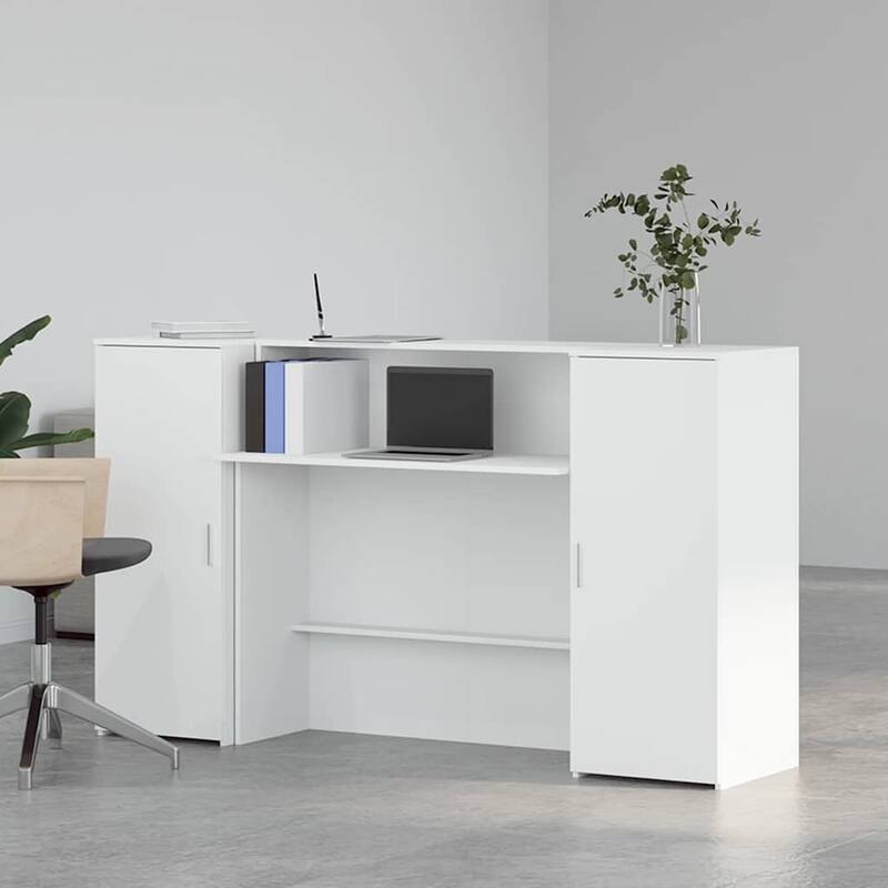 vidaXL Reception Desk White Engineered wood Large Reception Desk