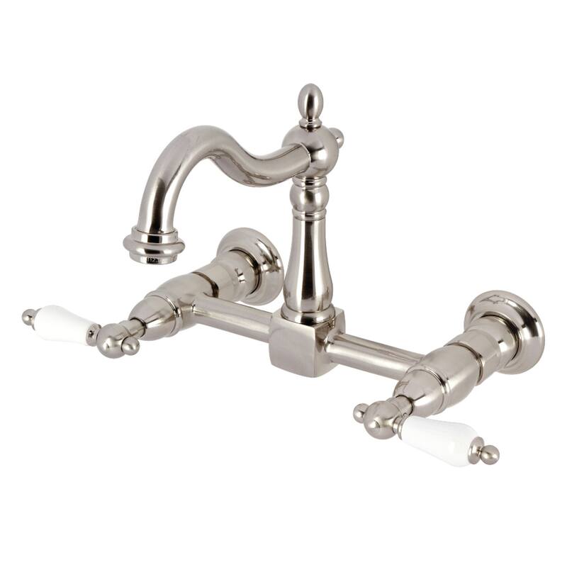 Heritage Two-Handle Wall Mount Bridge Kitchen Faucet - Brushed Nickel