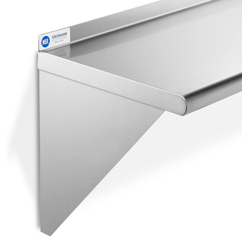 72 x 18in NSF Stainless Steel WallMount Shelf - 18" x 72"
